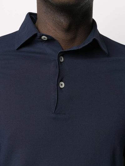 Shop Kired Positano Cotton Polo Shirt In Blue
