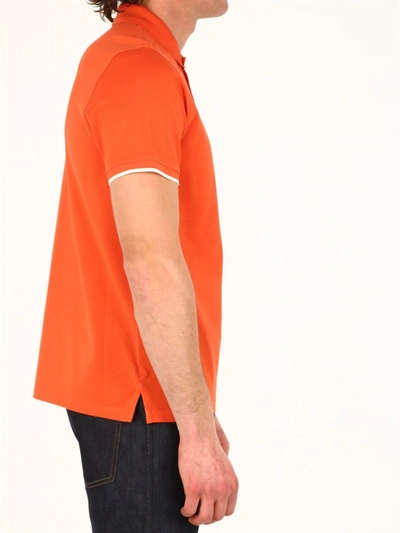 Shop Moncler Orange Cotton Polo Shirt