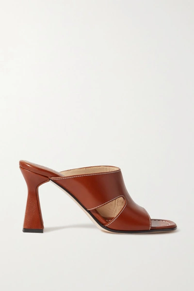 Shop Wandler Marie Cutout Leather Mules In Brown