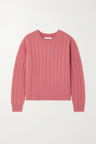 Shop Max Mara Breda Cable-knit Wool And Cashmere-blend Sweater In Blush
