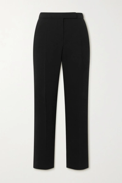 Shop Max Mara Micenea Wool-blend Crepe Straight-leg Pants In Black