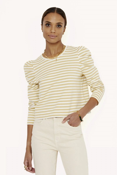 Shop Rebecca Minkoff Cropped Talia Sweatshirt In Camel/ecru Stripe