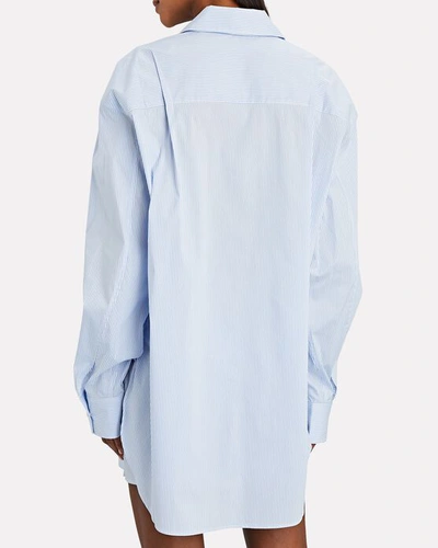 Shop Andamane Georgiana Striped Button-down Shirt In Blue/white