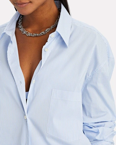 Shop Andamane Georgiana Striped Button-down Shirt In Blue/white