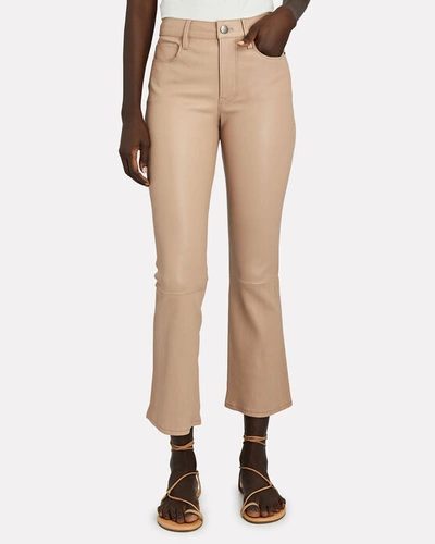 Shop Frame Le Crop Mini Boot Leather Pants In Almond