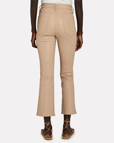 Shop Frame Le Crop Mini Boot Leather Pants In Almond