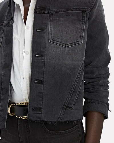 Shop L Agence Janelle Cropped Denim Jacket In Vintage Black