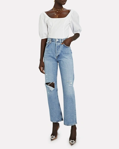 Shop Agolde Fitted 90s Straight-leg Jeans In Lineup