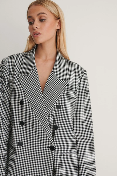 Shop Na-kd Classic Check Double Breasted Blazer - Multicolor In Black/white