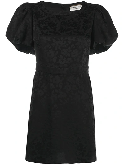 Shop Saint Laurent Jacquard-woven Silk Dress In Black
