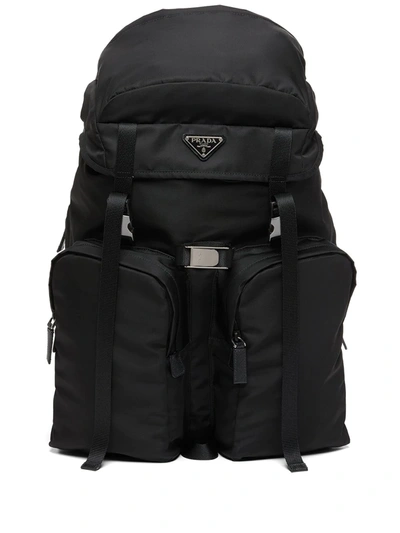 Shop Prada Re-nylon Multi-pocket Backpack In Black