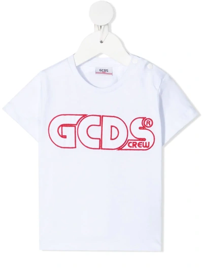 Shop Gcds Embroidered Logo T-shirt In White