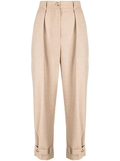 Shop 12 Storeez Button-cuff Trousers In Neutrals