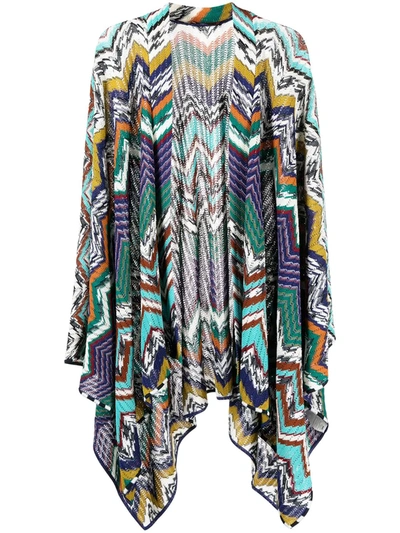 Shop Missoni Chevron-knit Open-front Cape In Green