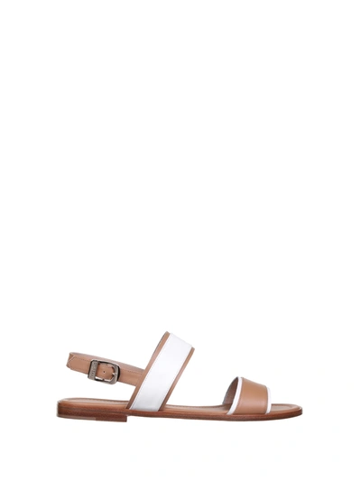 Shop Fratelli Rossetti Two Tone Sandals In Cuoio/ Bianco