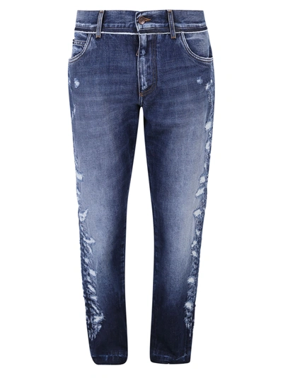 Shop Dolce & Gabbana Distressed Areas Jeans In Blue
