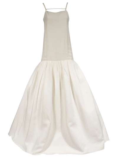 Shop Jacquemus Sleeveless Long Skirt Dress In White