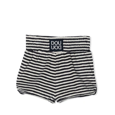 Shop Douuod Striped Shorts In Bianco