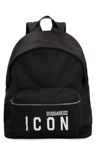 Dsquared2 Logo Detail Nylon Backpack In Black