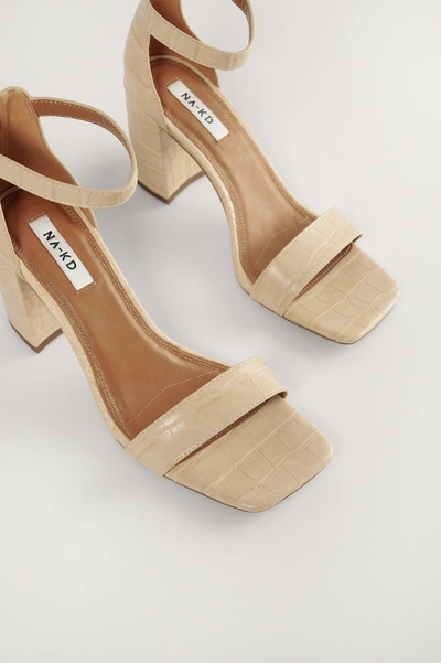 Shop Na-kd Basic Block Heel Sandals - Beige