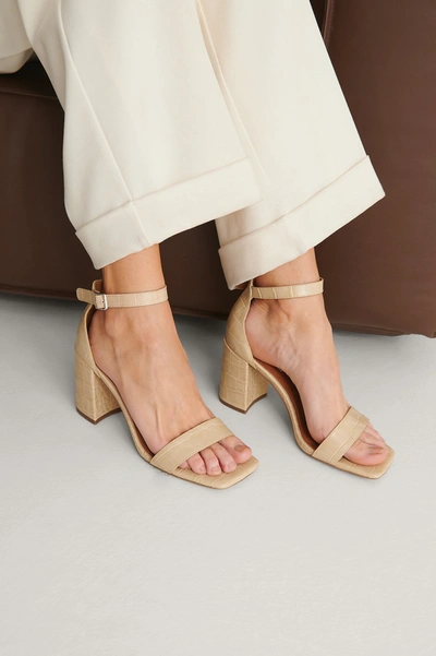 Shop Na-kd Basic Block Heel Sandals - Beige