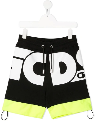 Shop Gcds Logo-print Colour-block Shorts In Black