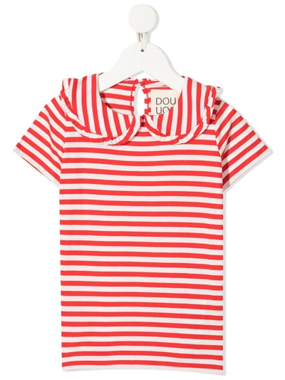 Douuod Teen Striped Cotton T-shirt In Red