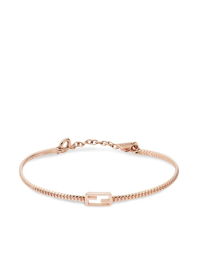 Shop Fendi Small Baguette Logo Chain Bracelet In Gold