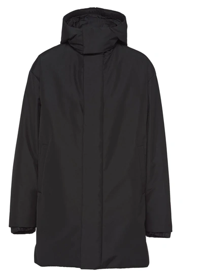 Shop Prada Technical Fabric Padded Coat In Black