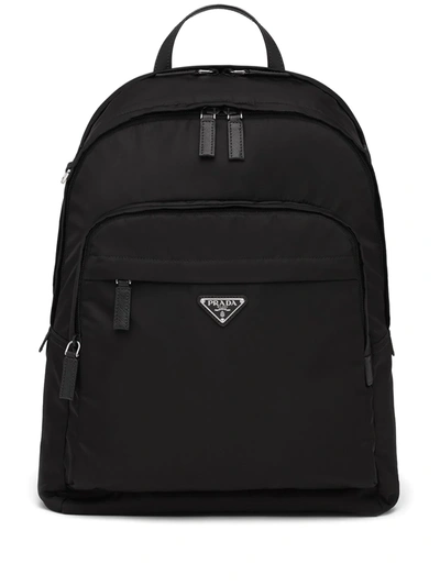 Shop Prada Re-nylon Logo-plaque Backpack In Black