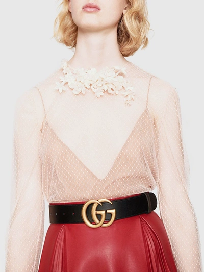 Shop Gucci Gg Marmont Leather Belt In Black