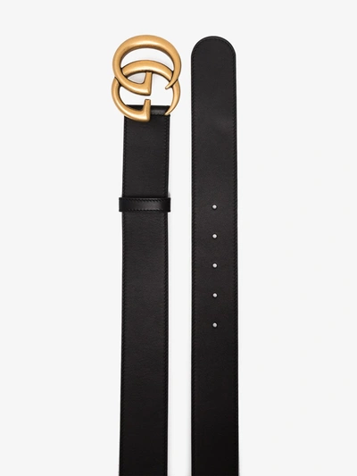 Shop Gucci Gg Marmont Leather Belt In Black