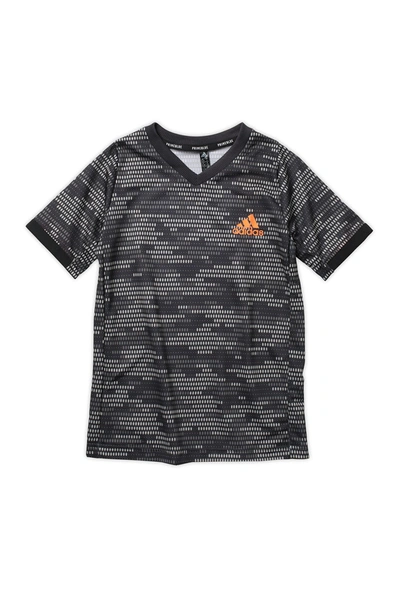Shop Adidas Originals V-neck Logo Print Shirt In Black/truo