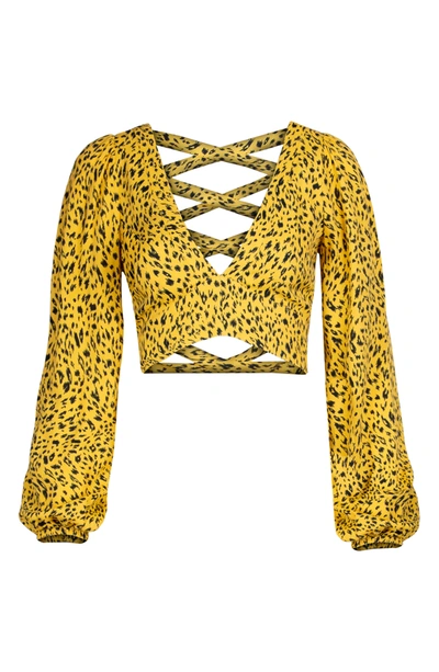 Shop Afrm Steph Crop Top In Gold Leopard