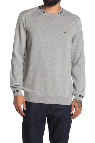 Shop Lacoste Crew Neck Knit Sweater In Argent Chine/sinople-fari