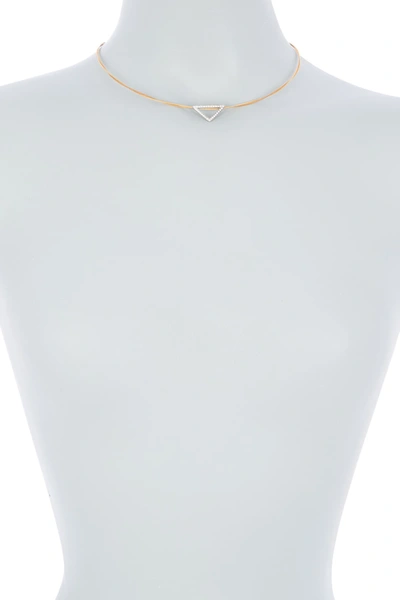 Shop Alor Two-tone 18k White Gold & Stainless Steel Diamond Open Triangle Pendant Necklace In 18kt Wg