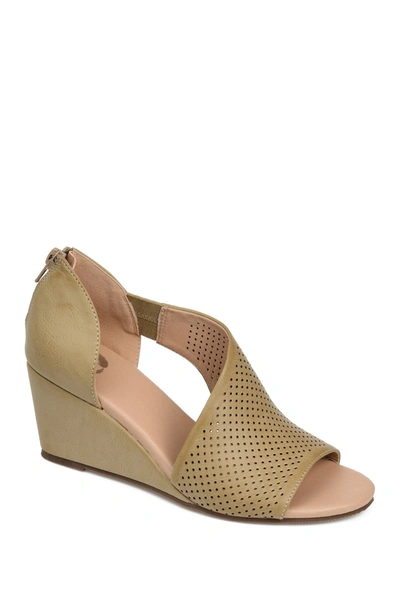 Journee Collection Aretha Perforated Wedge Sandal In Taupe