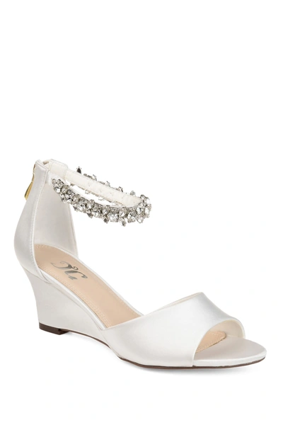 Shop Journee Collection Journee Connor Embellished Strap Wedge Sandal In White