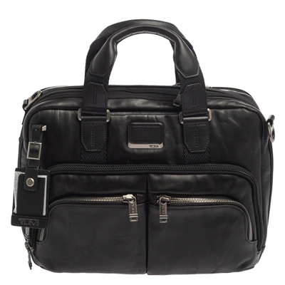 Pre-owned Tumi Black Leather Alpha Bravo Albany Slim Computer Briefcase