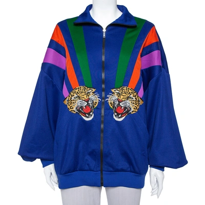 Pre-owned Gucci Multicolor Jersey Tiger Applique Detail Drop Shoulder Track Jacket L