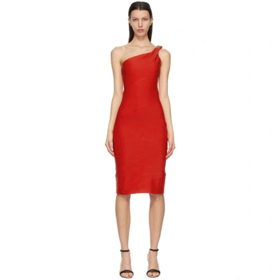 Shop Givenchy Red Spiral Chain Dress In 626-poppy