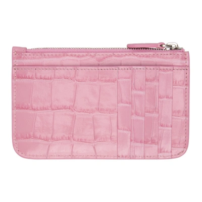 Shop Balenciaga Pink Croc Cash Zip Card Holder In 5660 Pink