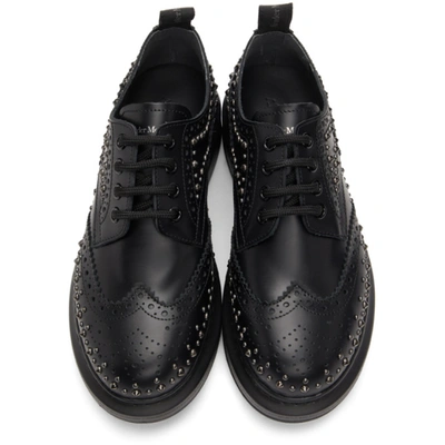 Shop Alexander Mcqueen Black Leather Stud Brogues In 1069 Black