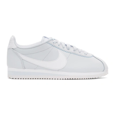 Shop Nike Grey & White Leather Classic Cortez Sneakers In 023 Grey/wh