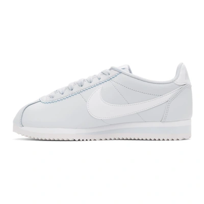 Shop Nike Grey & White Leather Classic Cortez Sneakers In 023 Grey/wh