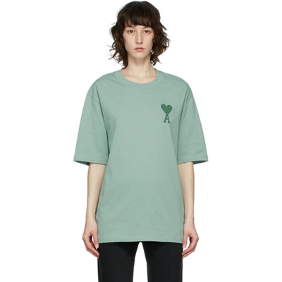 Shop Ami Alexandre Mattiussi Green Big Ami De Coeur T-shirt In 303 Green Aqua