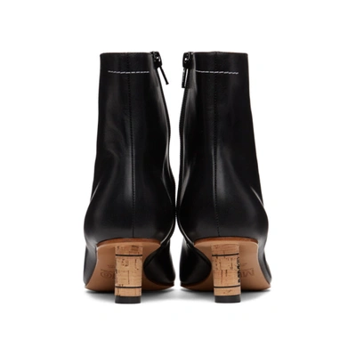Shop Mm6 Maison Margiela Black Cork Heeled Ankle Boots In H8485 Black