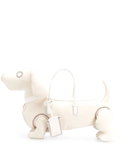 Shop Thom Browne Sausage Dog Cotton Bag In White