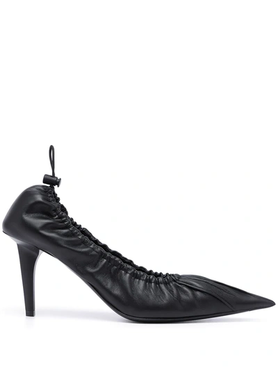 Shop Balenciaga Gathered-detail Pointed-toe Pumps In Black