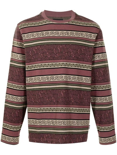 Shop Stussy Sumatra Geometric-patterned Long-sleeved T-shirt In Red